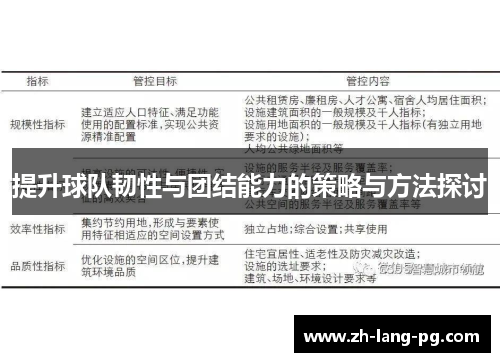 提升球队韧性与团结能力的策略与方法探讨